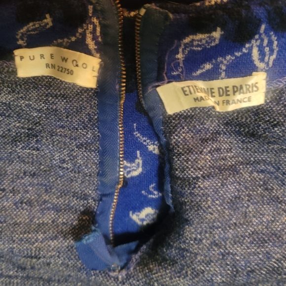 ETIENNE DE PARIS Vintage Floral Wool CropTop Made in France - Picture 5 of 9